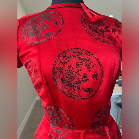 Vintage 1950s era Silk Chinese Wiggle Dress Sz 6-8 - Picture 3 of 10